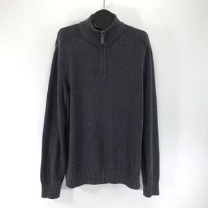 Eddie Bauer 1/4 Zip Knit Pullover Sweater Men's Tall Large Gray 100% Cotton